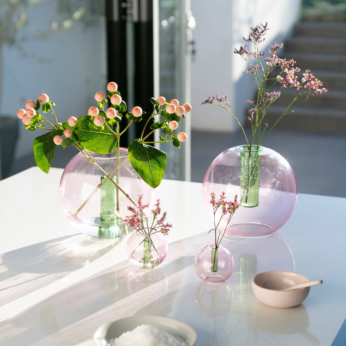 Mini Bubble Glass Vase: Lilac and Peach
