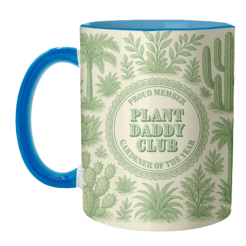 Mugs 'Plant Daddy Club - Gardener of the: Mug Colour Inner & Handle 11oz - Green