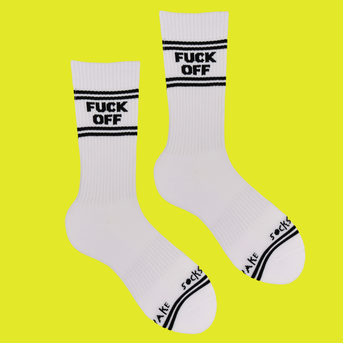 Sweary Sport Socks - Fuck Off: WHITE/BLACK / ONE SIZE (UK 5-11 / EU 38-45 / US 7-12)
