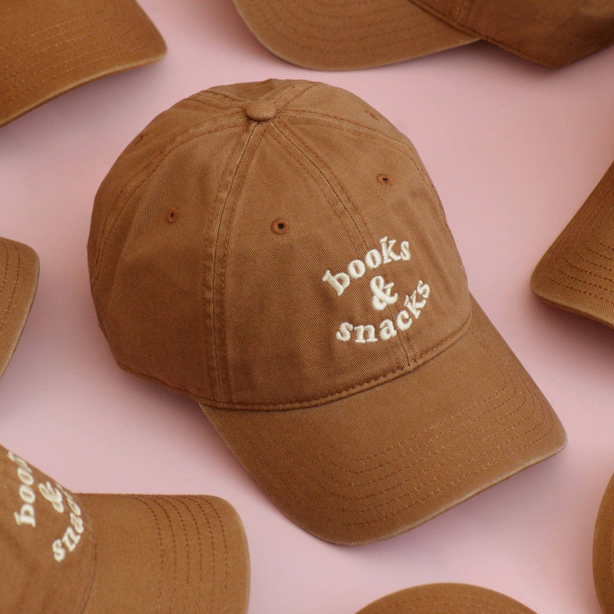 Books &amp; Snacks - Cotton Baseball Cap - Tan