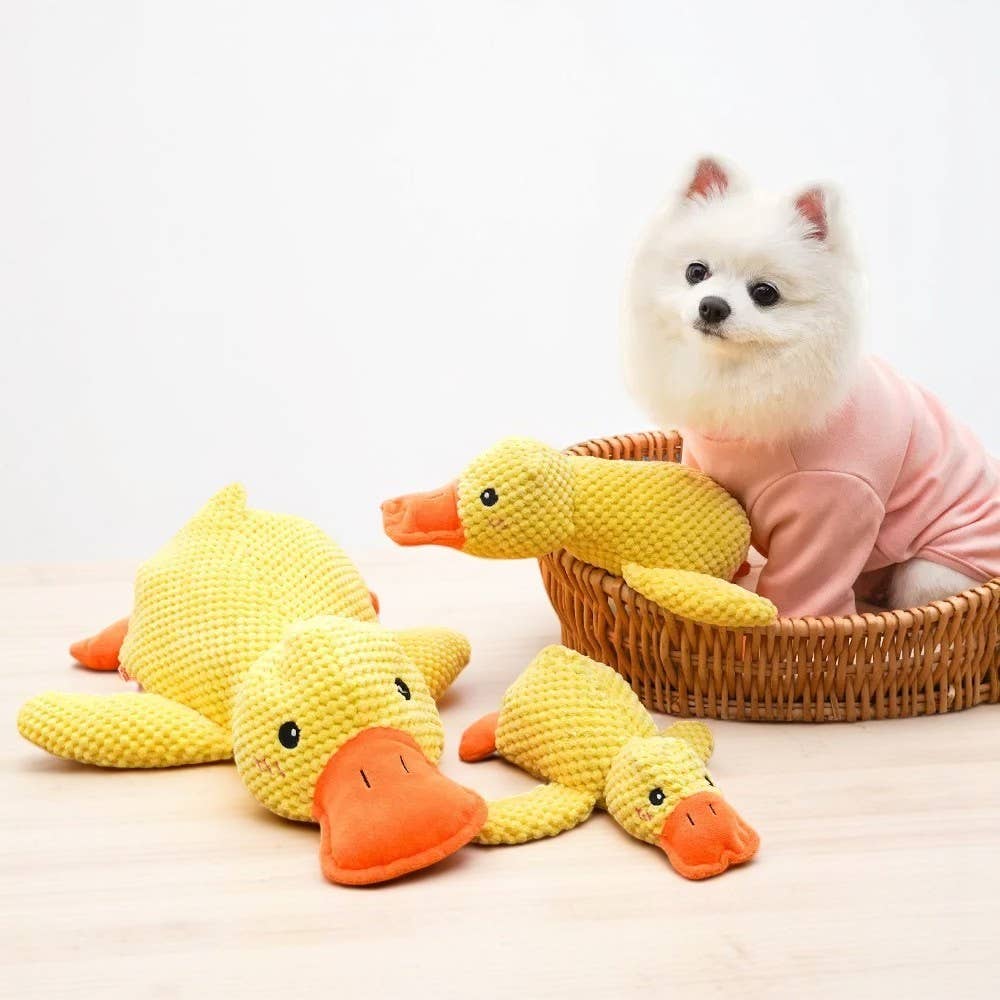 Stuffed Duck Pet Chew Squeaky Toy: Small