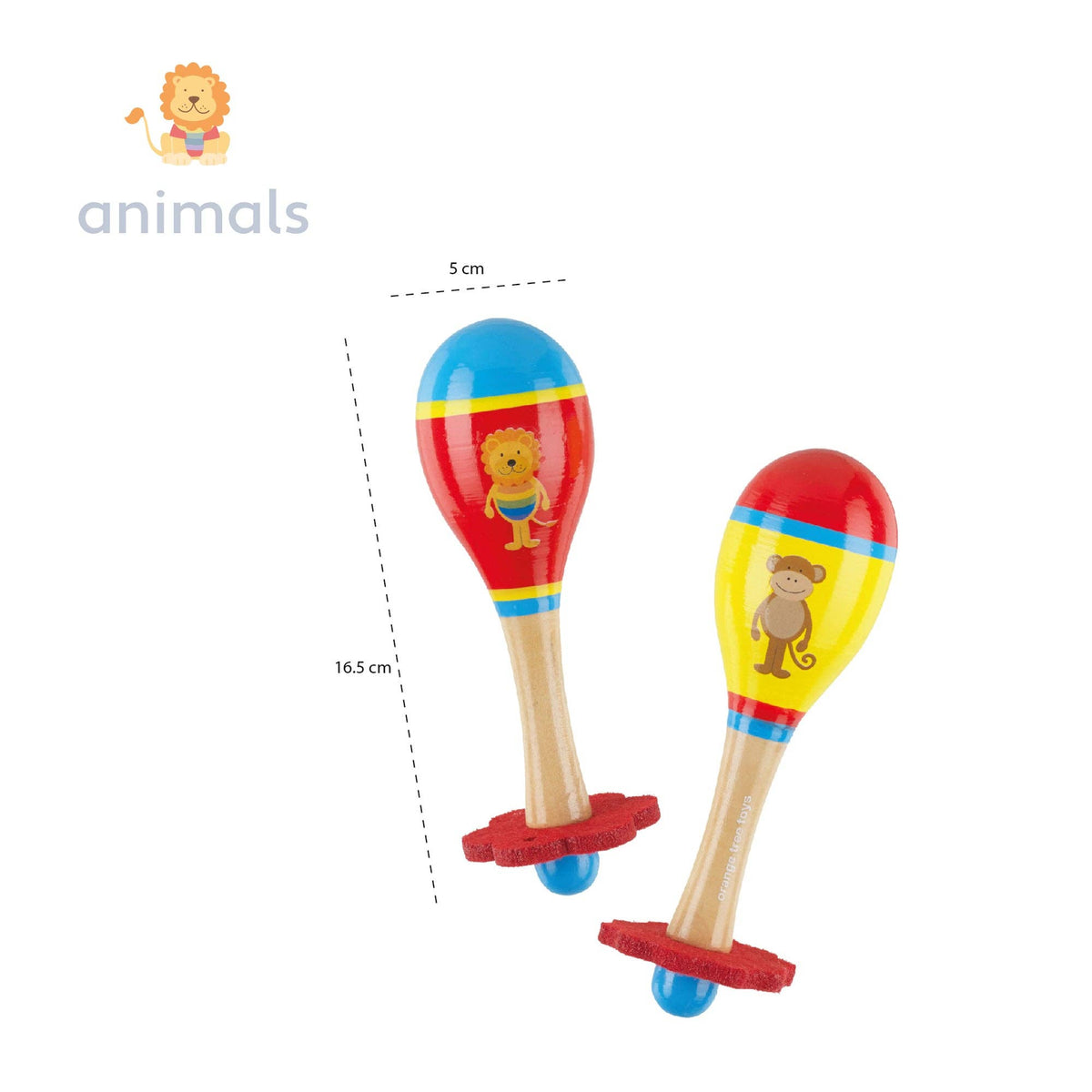 Lion & Monkey Wooden Maraca Set