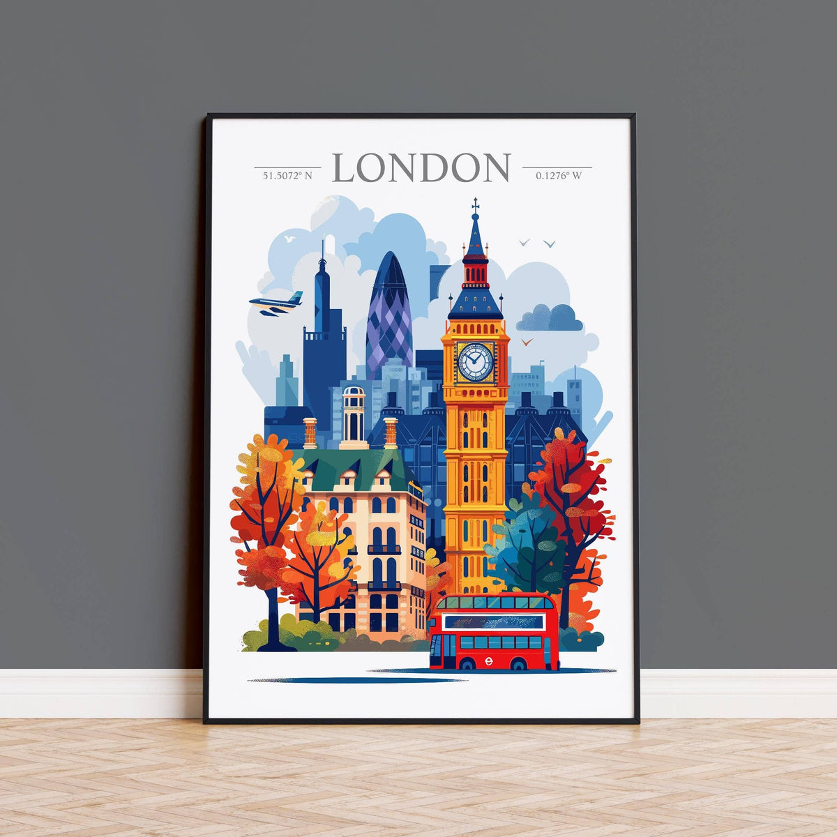 London Skyline Travel Print Wall Art, London Skyline Travel Poster, London City, England City Art, UK Art Gift, London Lovers Gift: Fine Art Print / A3 – 11.7 x 16.5
