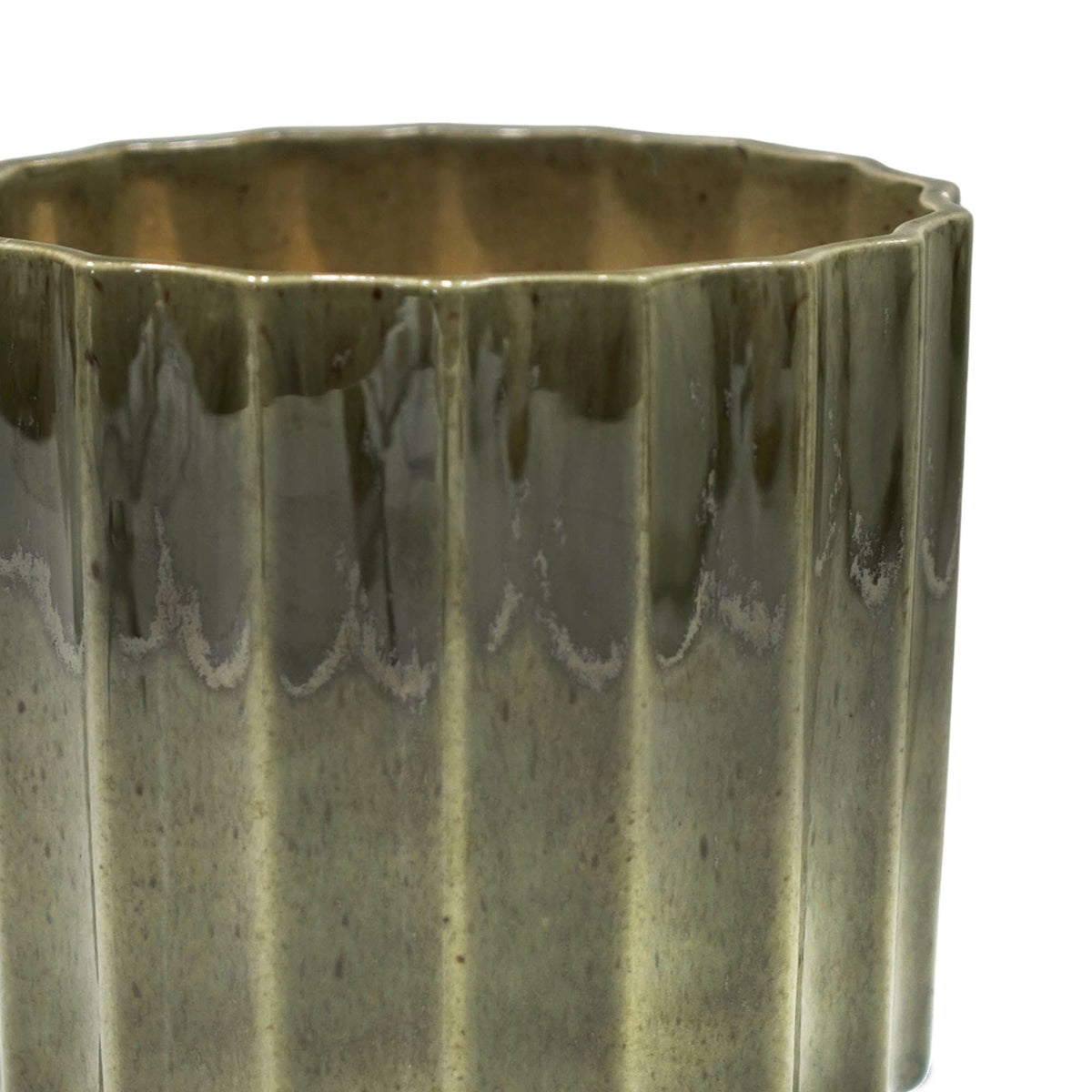 Lugano Scalloped Reactive Planter: Green / 13 cm