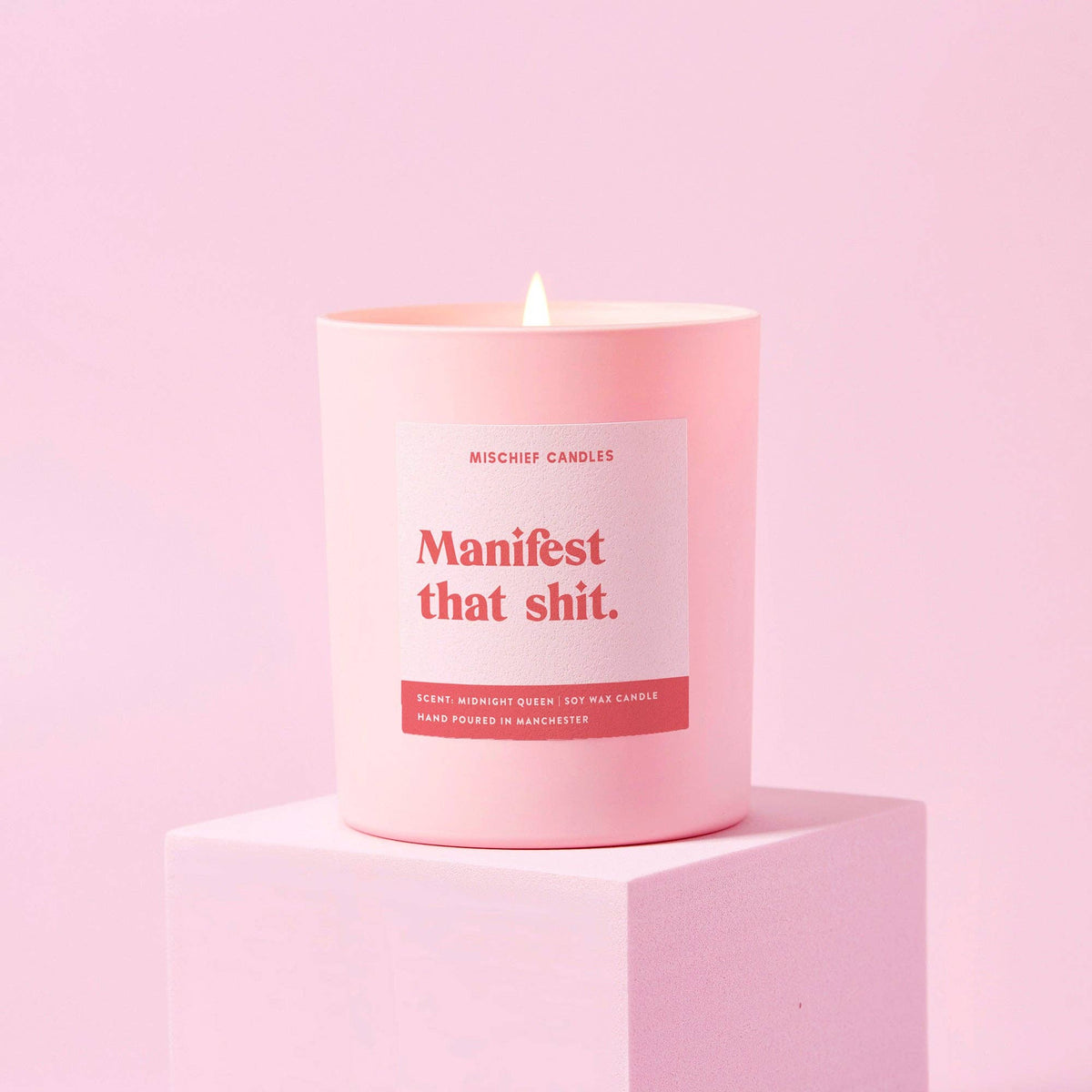 Manifesting Gift Funny Positivity Candle Manifest That Shit: Pink / Chilled Vibes / 20cl