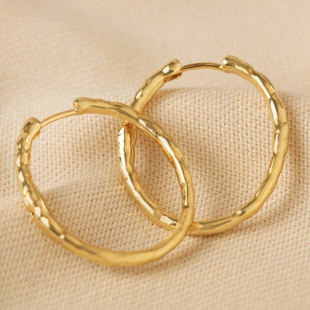 Textured Hoop Earrings: Gold
