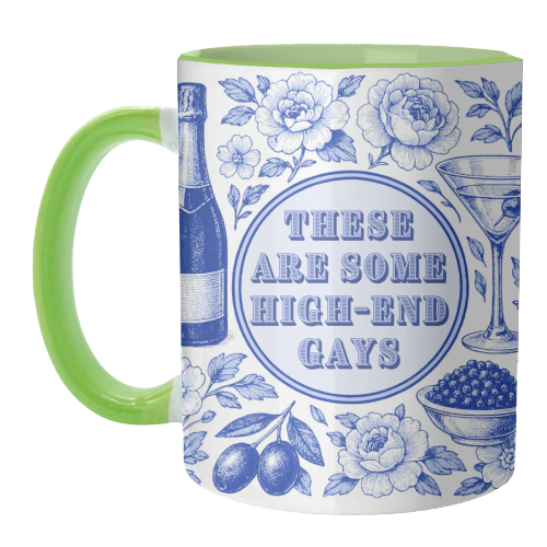 Mugs 'High-end Gays' by Lilly Rose: Mug Colour Inner & Handle 11oz - Blue