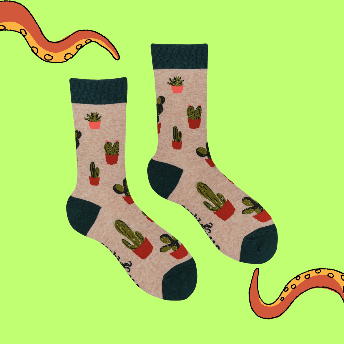 Cactus Socks - Cactoes: OATMEAL / S (UK 4-8 / EU 37-42 / US 6-10)