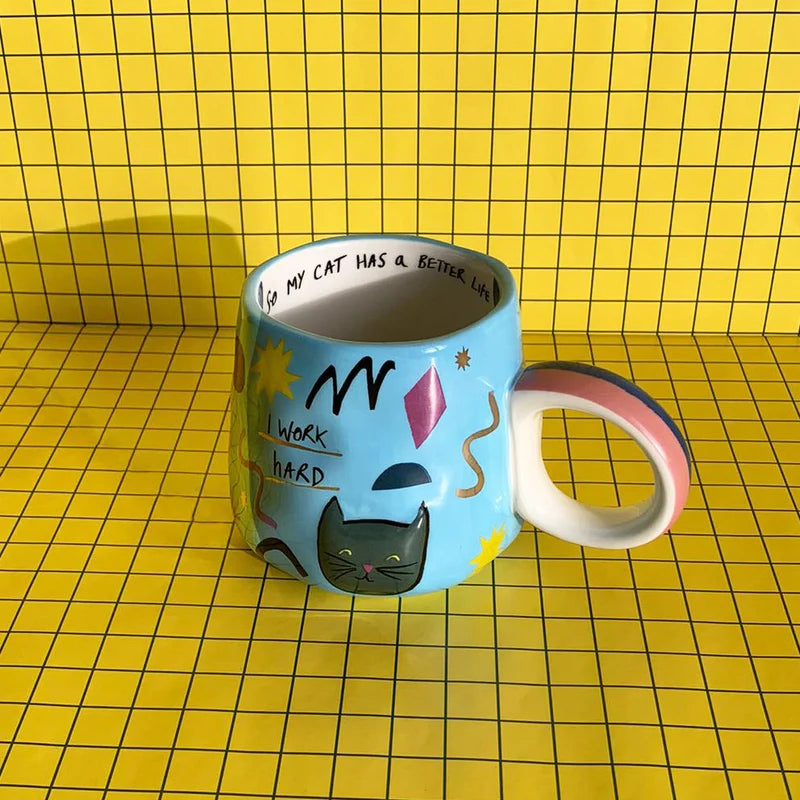 Small Talk ‘I Work Hard’ Cat Cup