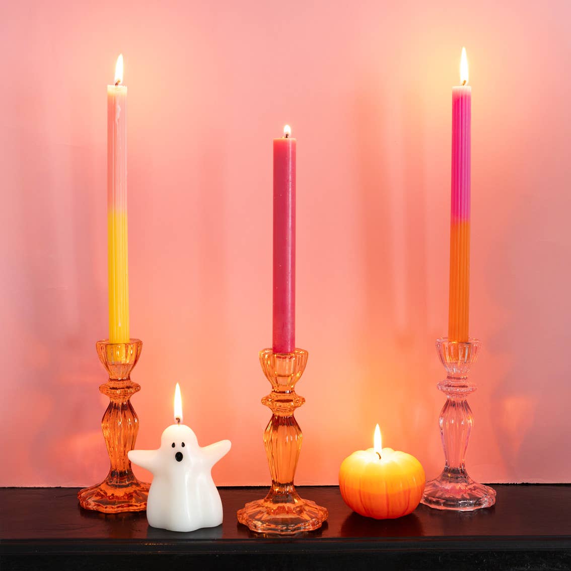 Yellow &amp; Orange Halloween Pumpkin Candle | Halloween Décor |