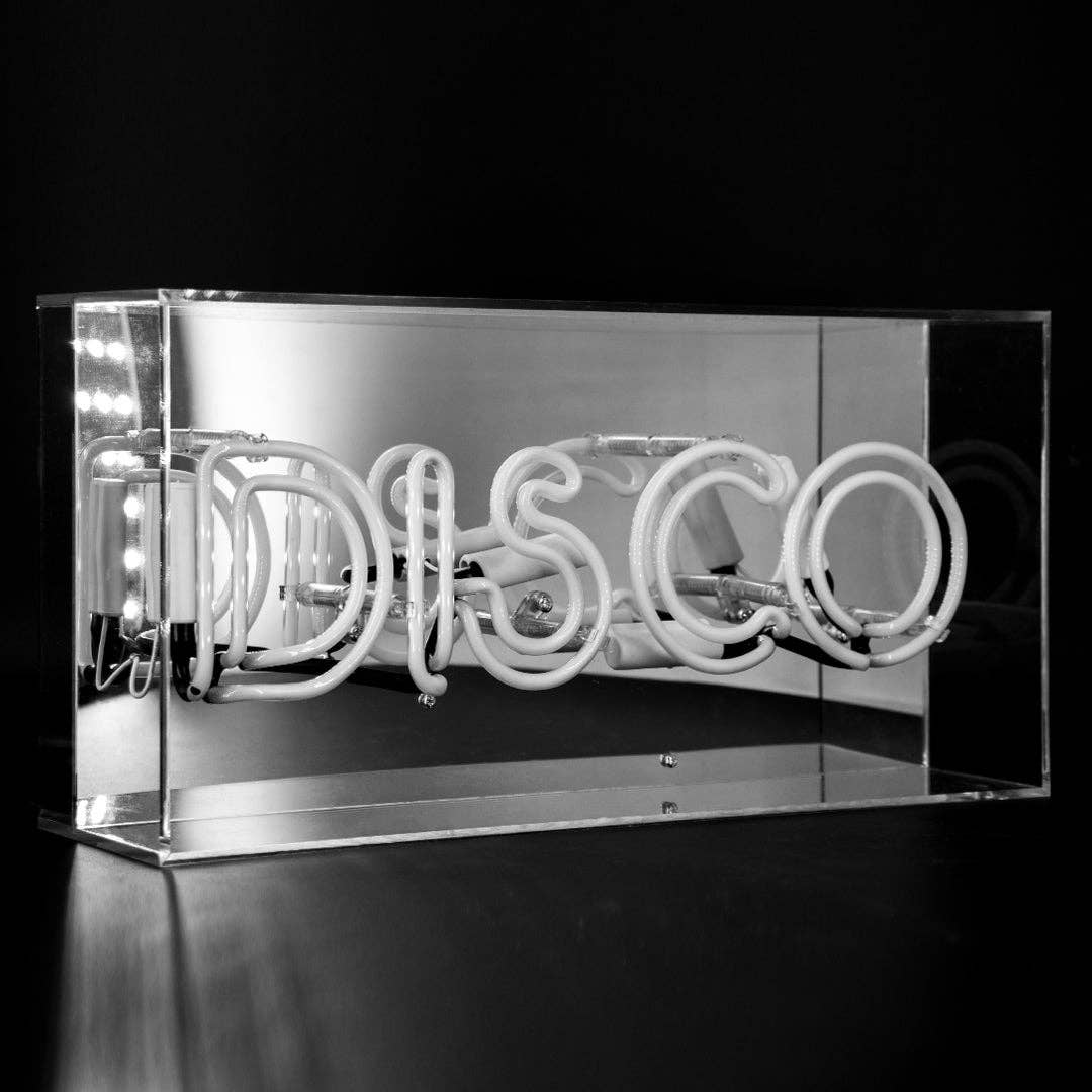 &#39;Disco&#39; Glass Neon Sign - Pink