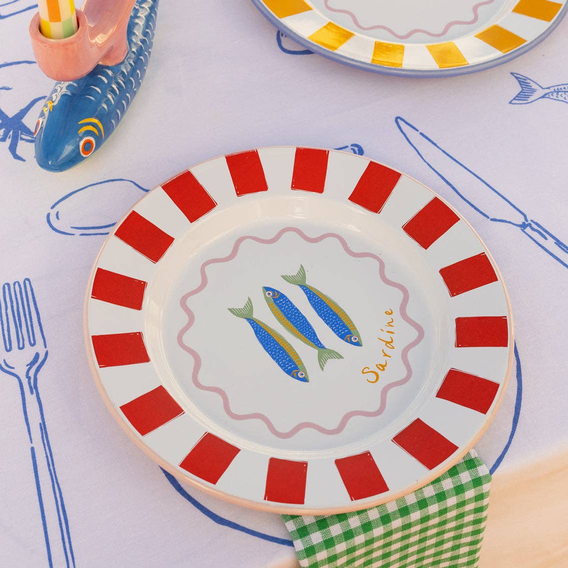 Sardine Fish Enamel Plate - 25cm | Summer Plates |