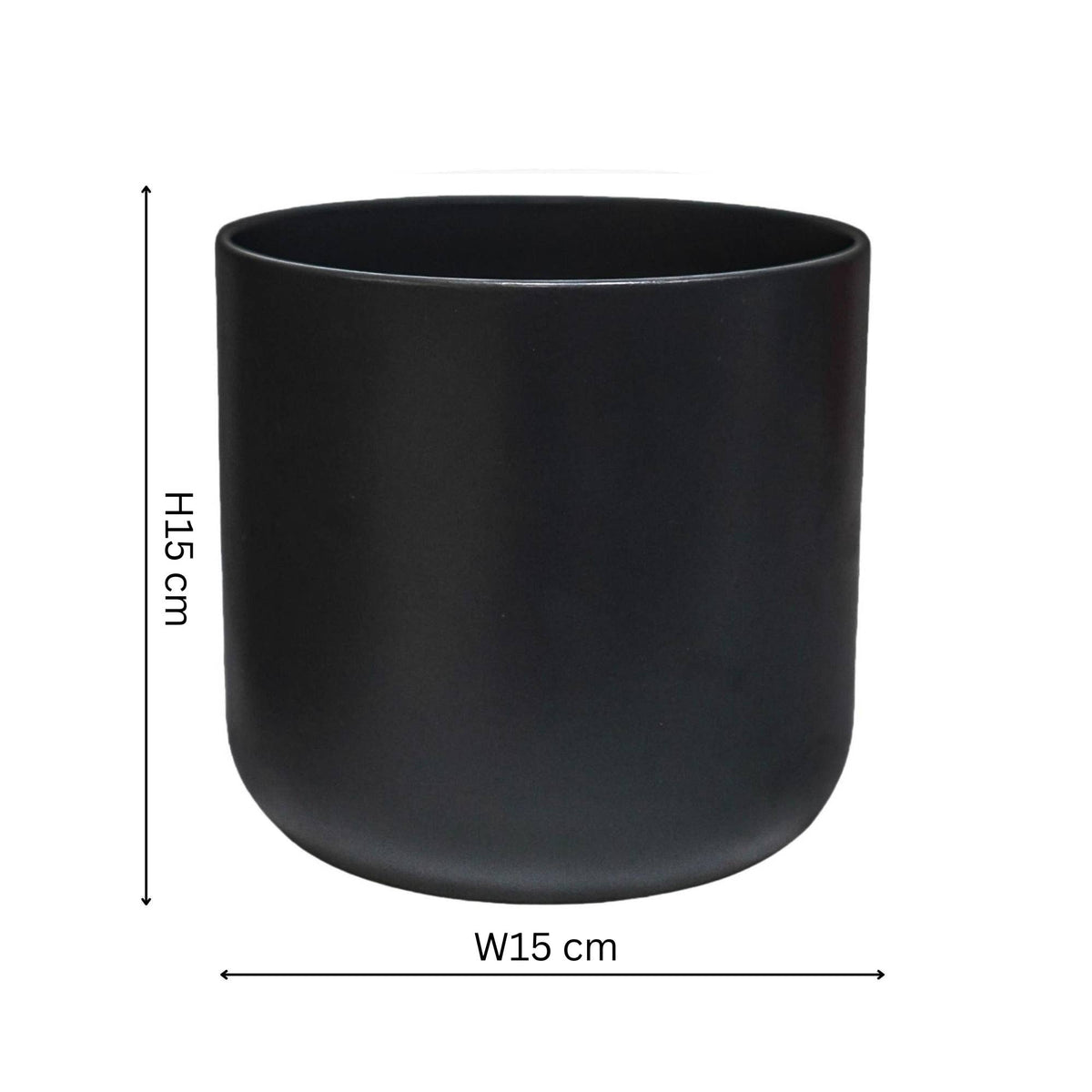 Lisbon Ceramic Indoor Planter H15cm D15cm: Anthracite