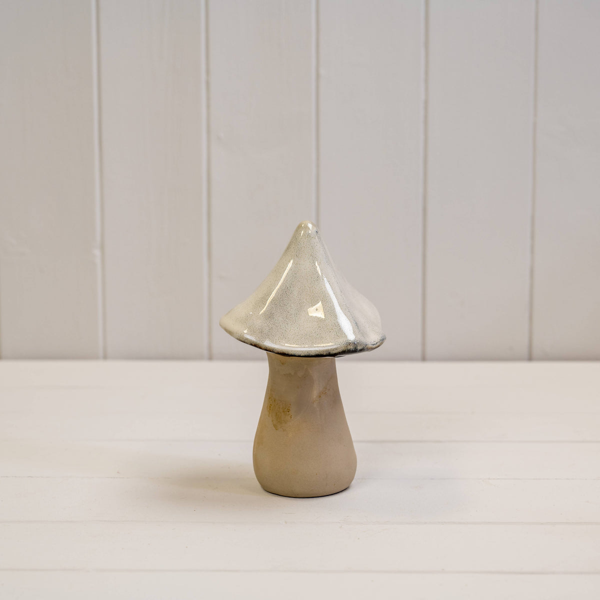 Beige Mottle Ceramic Mushroom Decoration 16cm