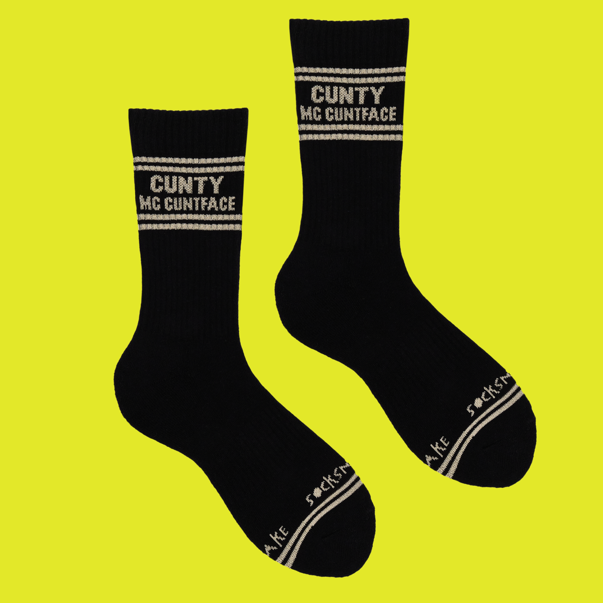 Sweary Sport Socks - Cunty Mc Cuntface: WHITE/BLACK / ONE SIZE (UK 5-11 / EU 38-45 / US 7-12)