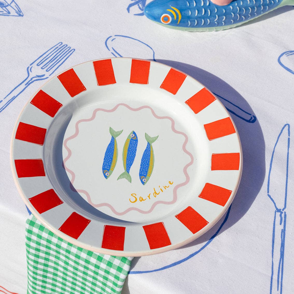 Sardine Fish Enamel Plate - 25cm | Summer Plates |
