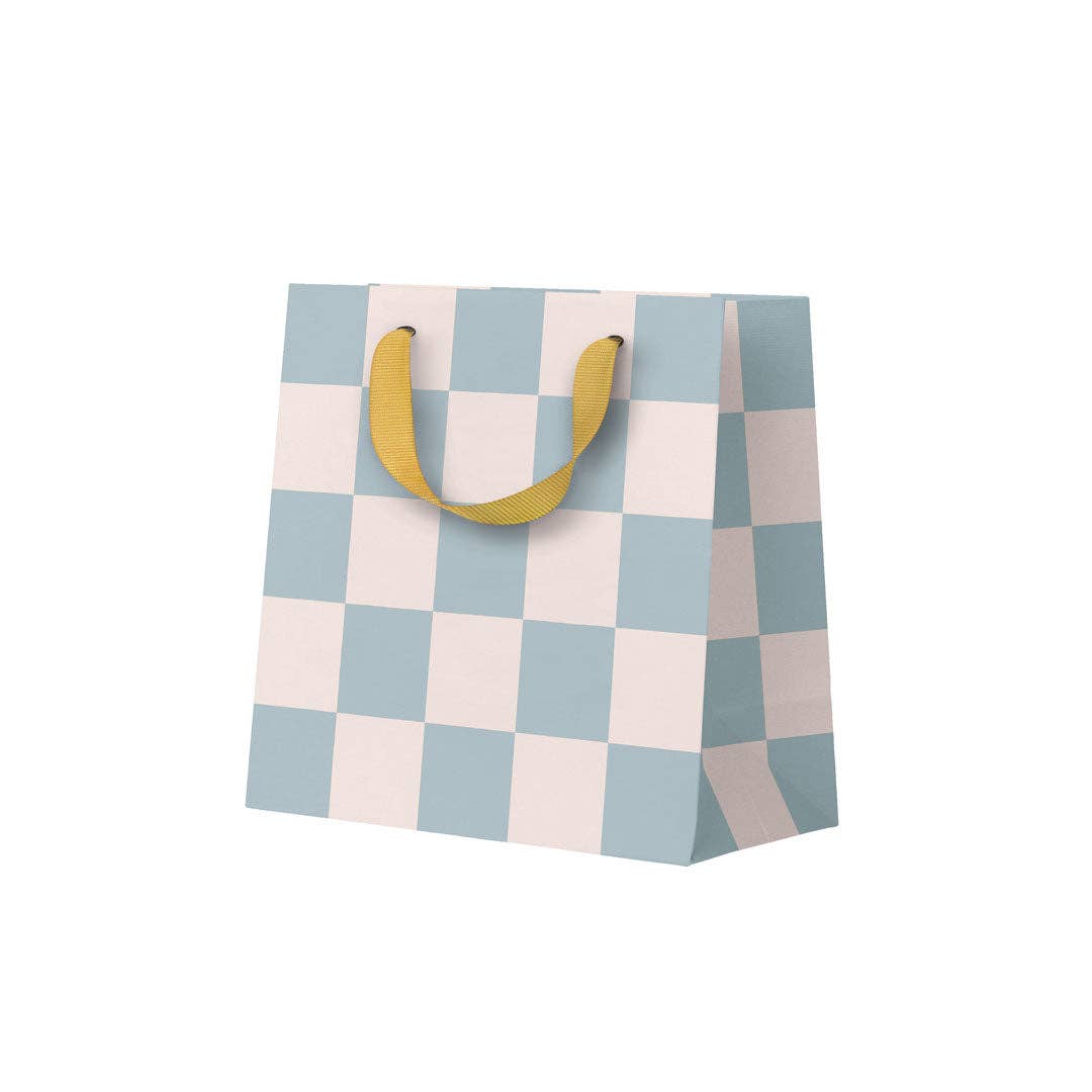 Pale Blue Checkerboard Small Gift Bag (12128)