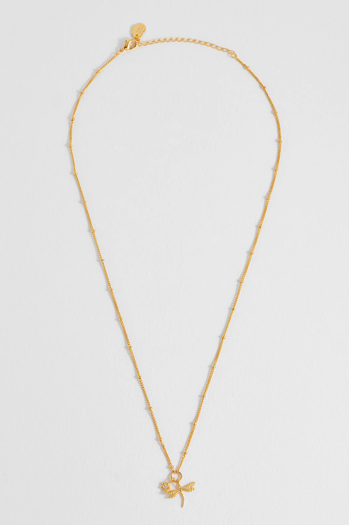 Flower and Dragonfly Gold Necklace