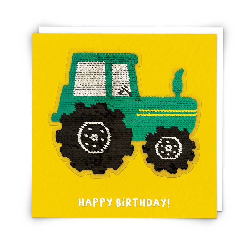 Tractor Greetings Card with Reusable Sequin Patch