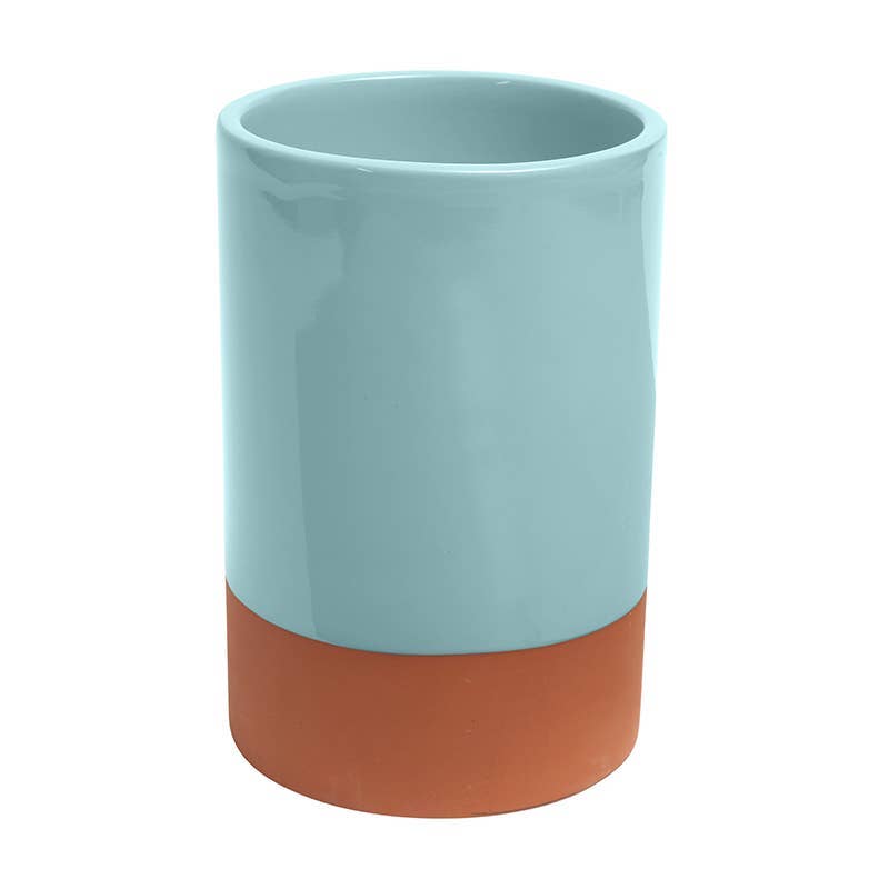 Sintra Glazed Terracotta Wine Cooler - Duck Egg Blue: Blue