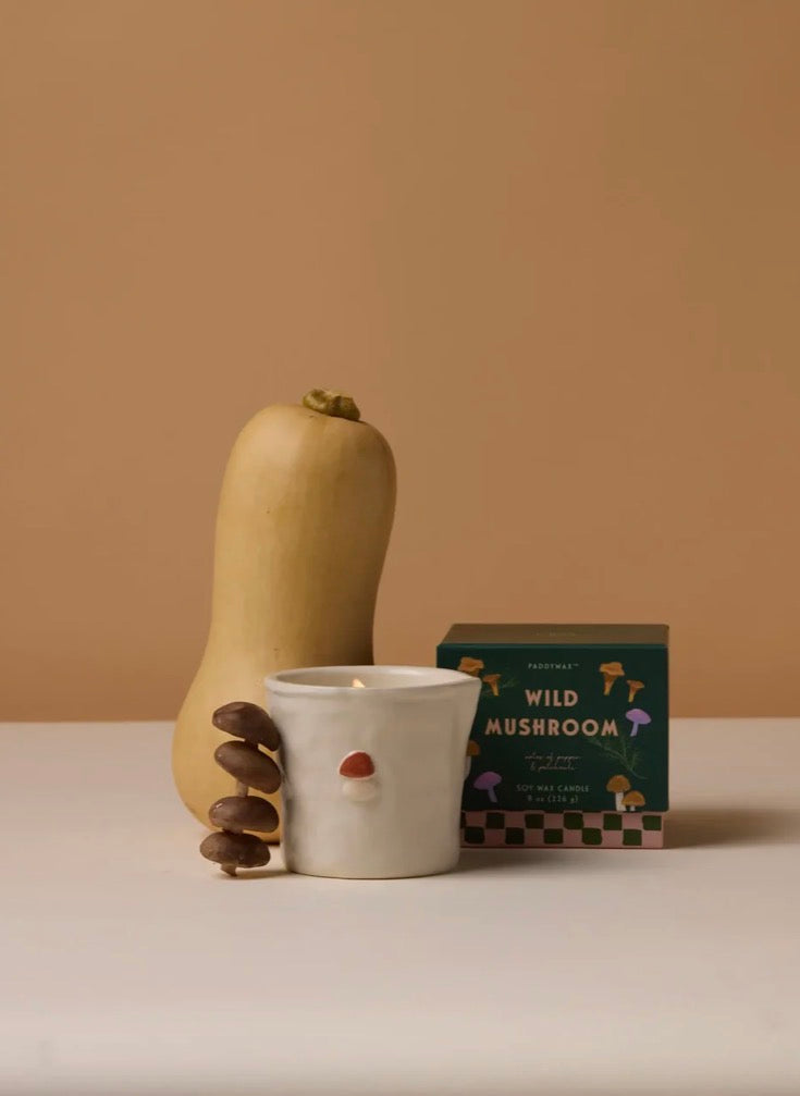 Bistro 8oz/226g Mushroom Embossed Ceramic Candle - Pepper & Patchouli