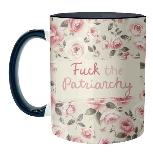 Mugs 'Fuck the Patriarchy vintage style: Mug Colour Inner & Handle 11oz - Pink