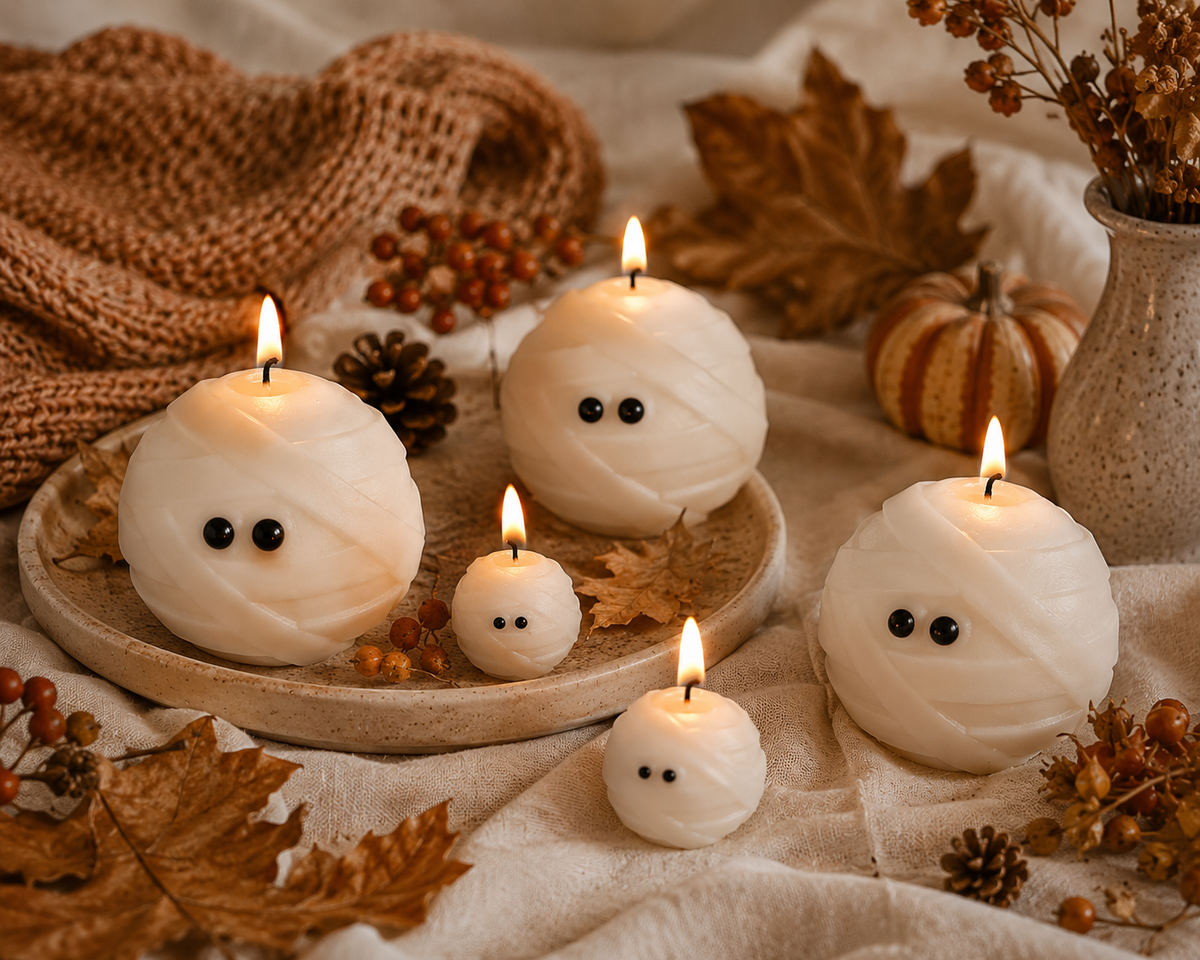 Mummy Ghost Candle Duo | Halloween Candles | Mummy Candles
