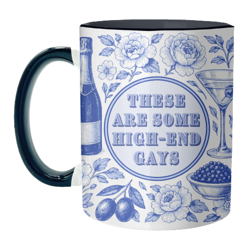 Mugs 'High-end Gays' by Lilly Rose: Mug Colour Inner & Handle 11oz - Blue