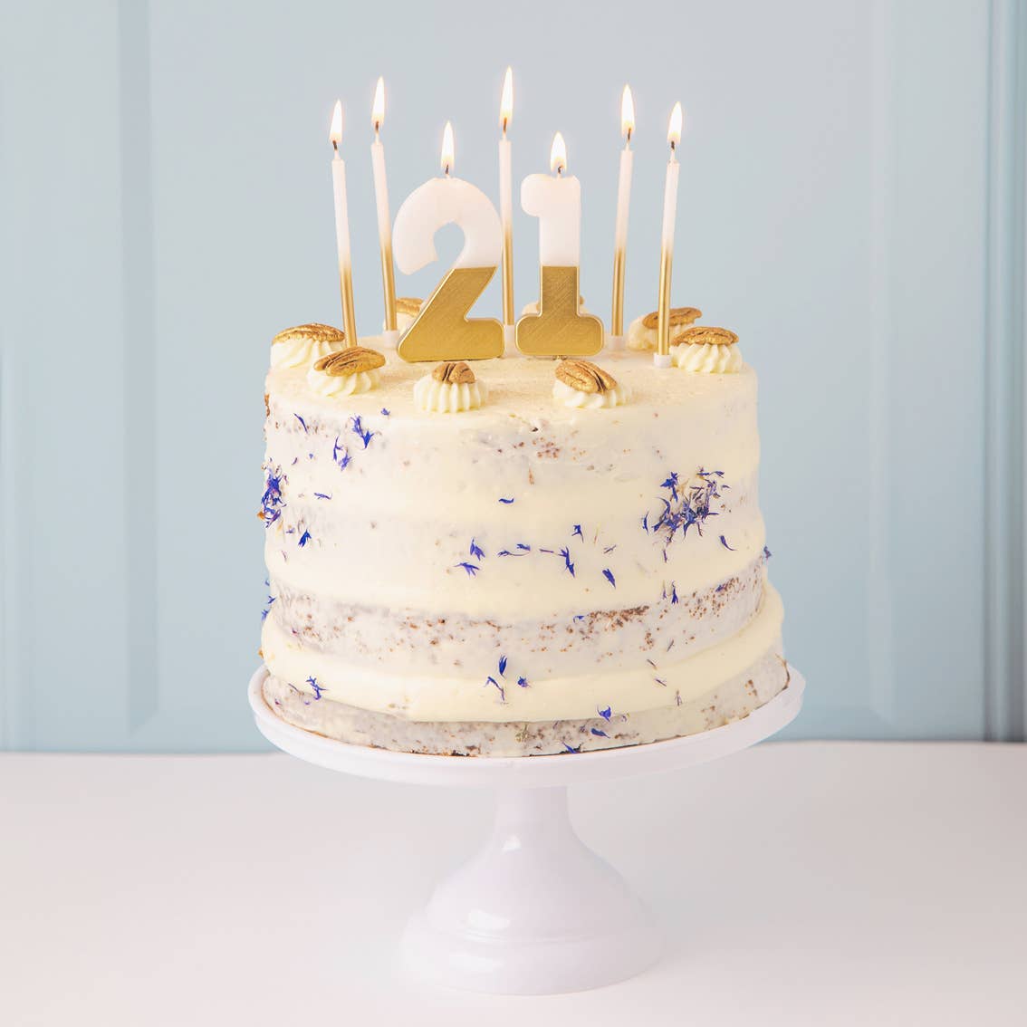 White &amp; Gold Number Birthday Candles Set| 0-9 | 30 Pack |