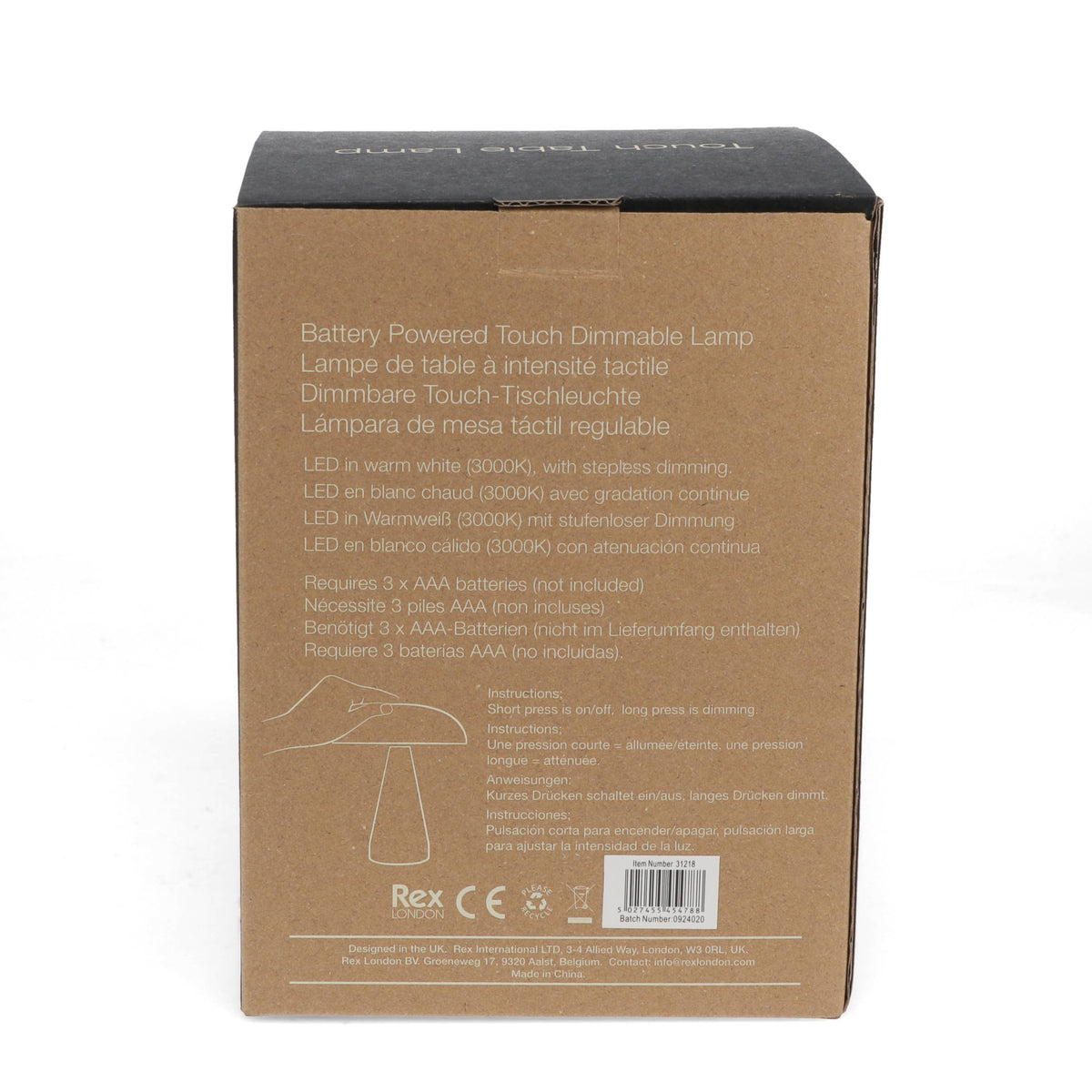 Touch dimmable mushroom table lamp - Fawn