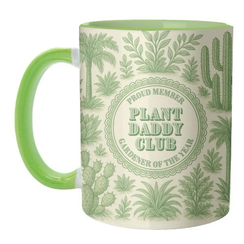 Mugs 'Plant Daddy Club - Gardener of the: Mug Colour Inner & Handle 11oz - Green