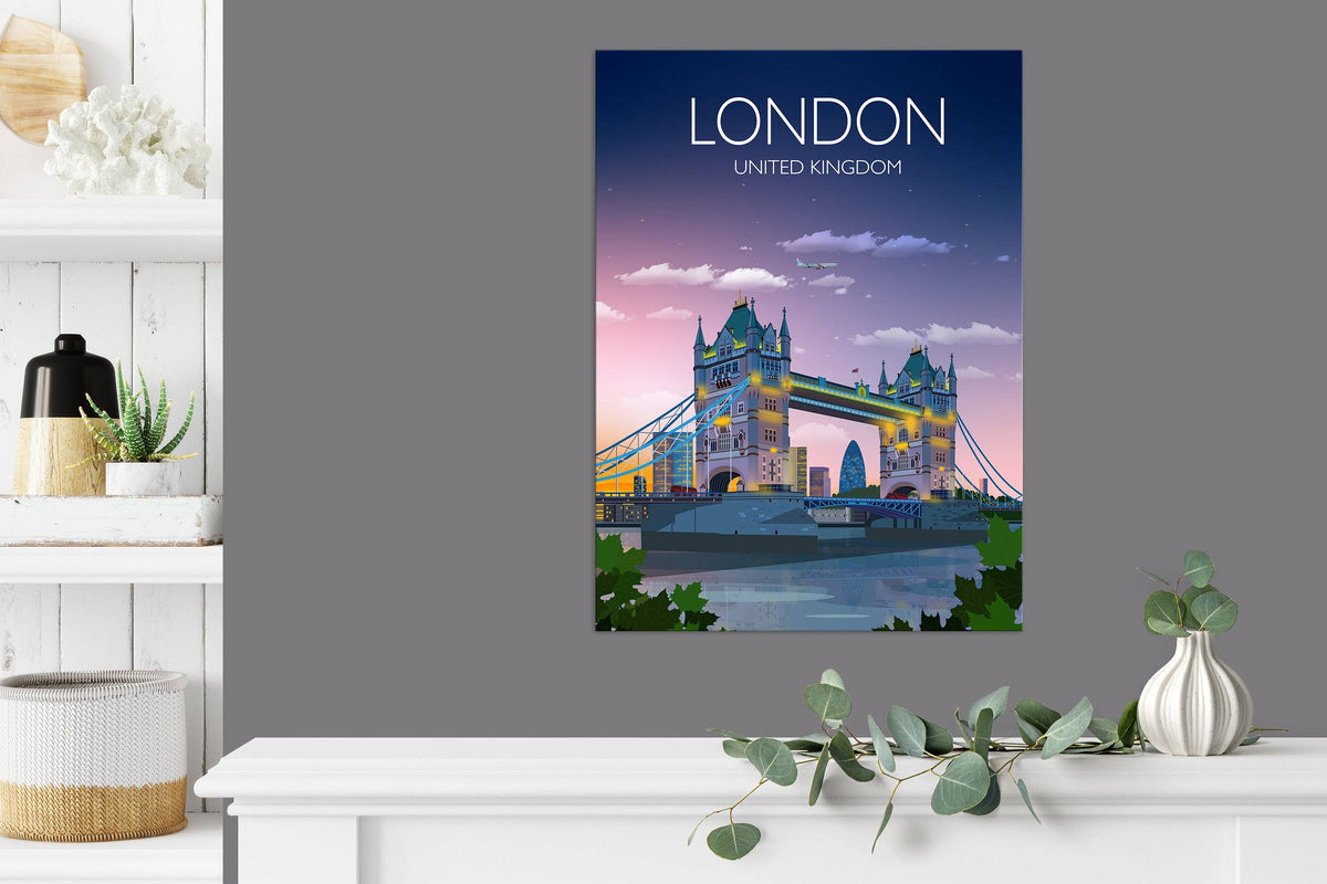 Tower Bridge Travel Print, Tower Bridge Travel Poster, City of London, UK: Fine Art Print / A5 - 5.8 x 8.3