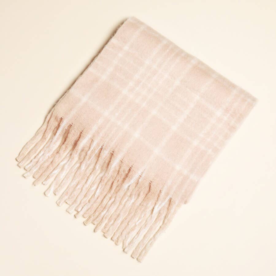 Beige Checked Winter Scarf