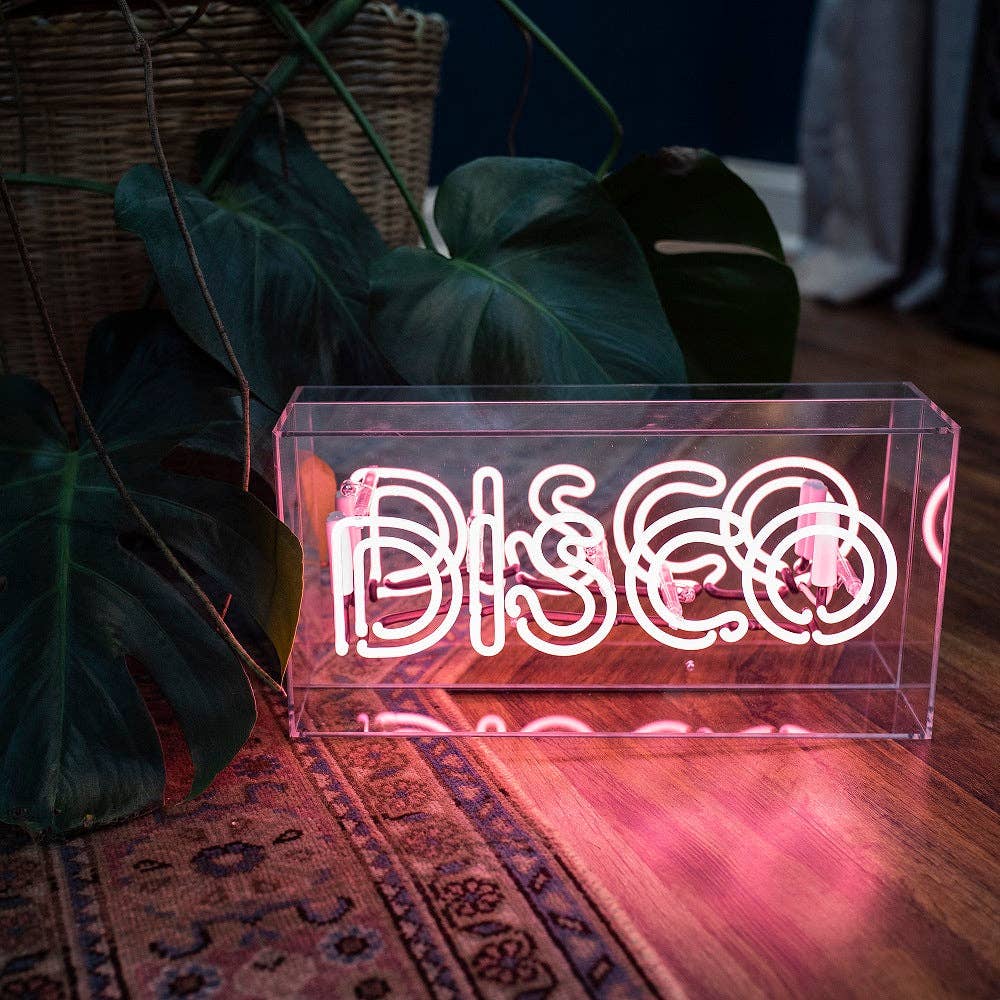 &#39;Disco&#39; Glass Neon Sign - Pink
