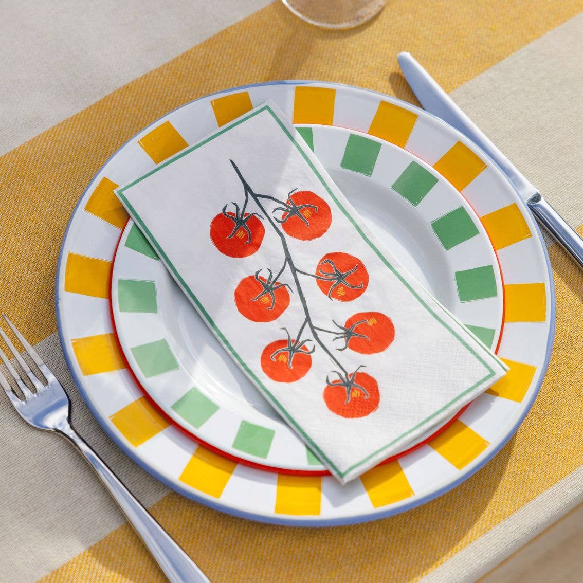 Tomato Long Lunch Paper Napkins - 8 Pack Display | Summer Dinner Napkins |