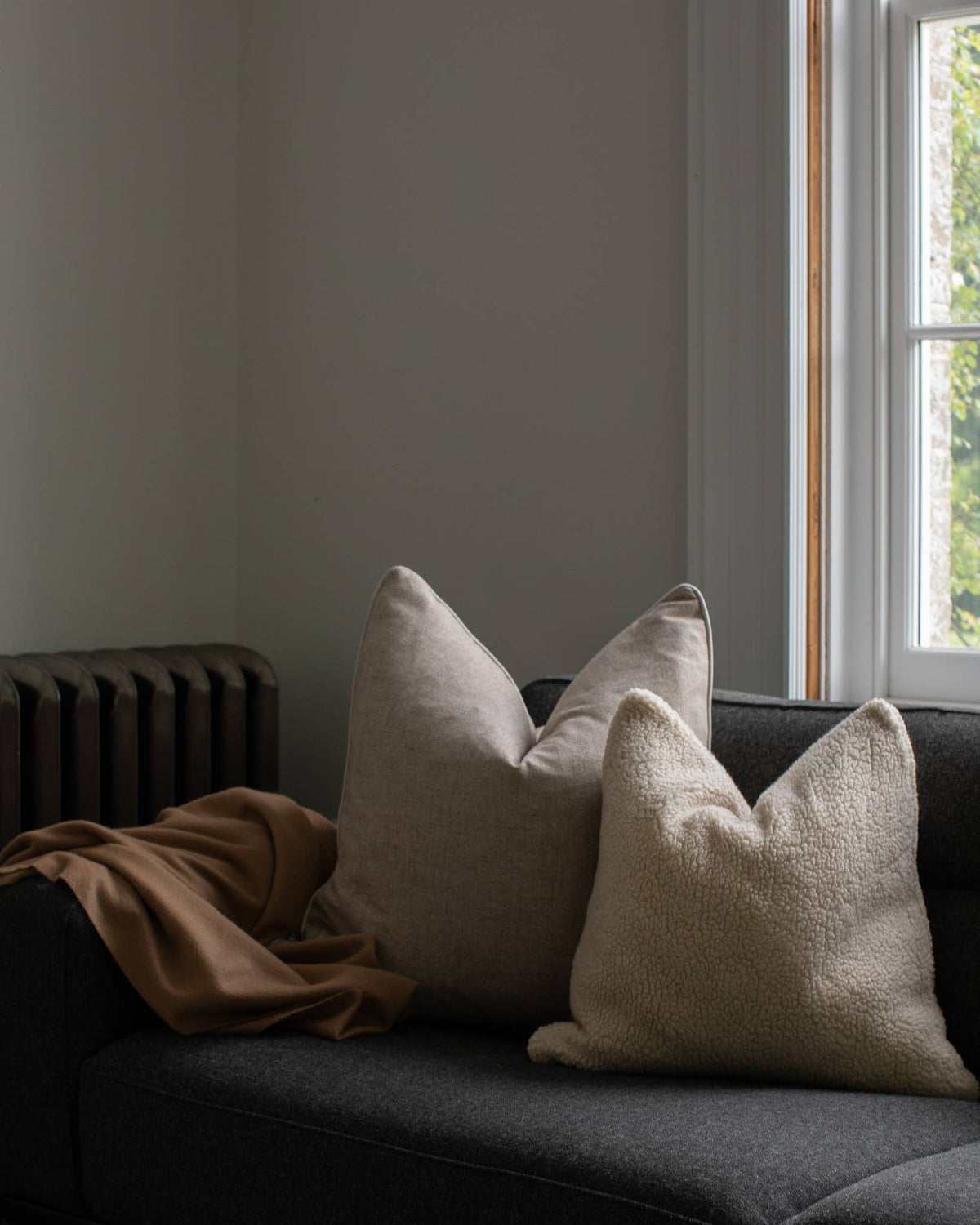 Jasper Square Cushion | Sherpa | Bone