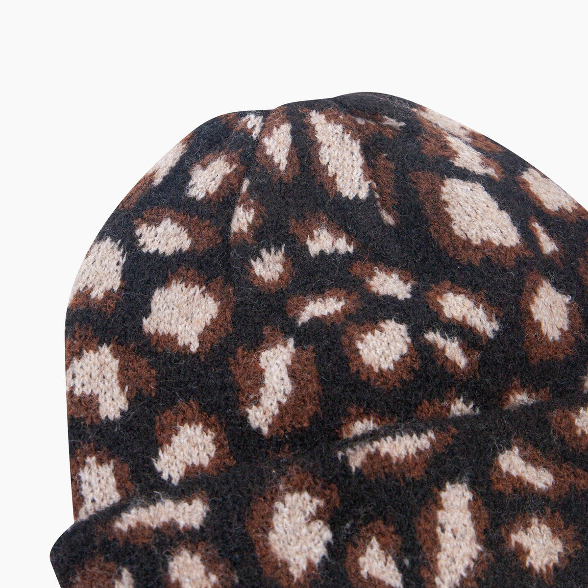 Leopard Print Beanie Hat in Black: One Size