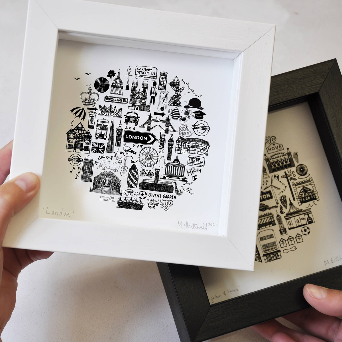 London Black And White Framed Mini-Print