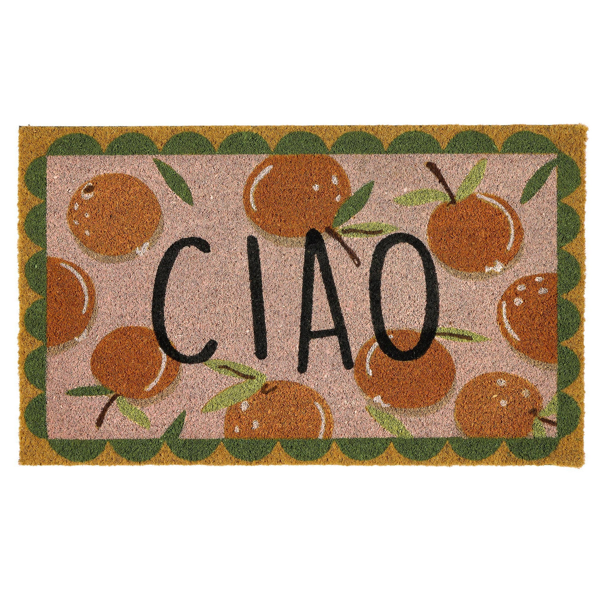 My Mat Printed Coir Ciao Orange Doormat: 45x75