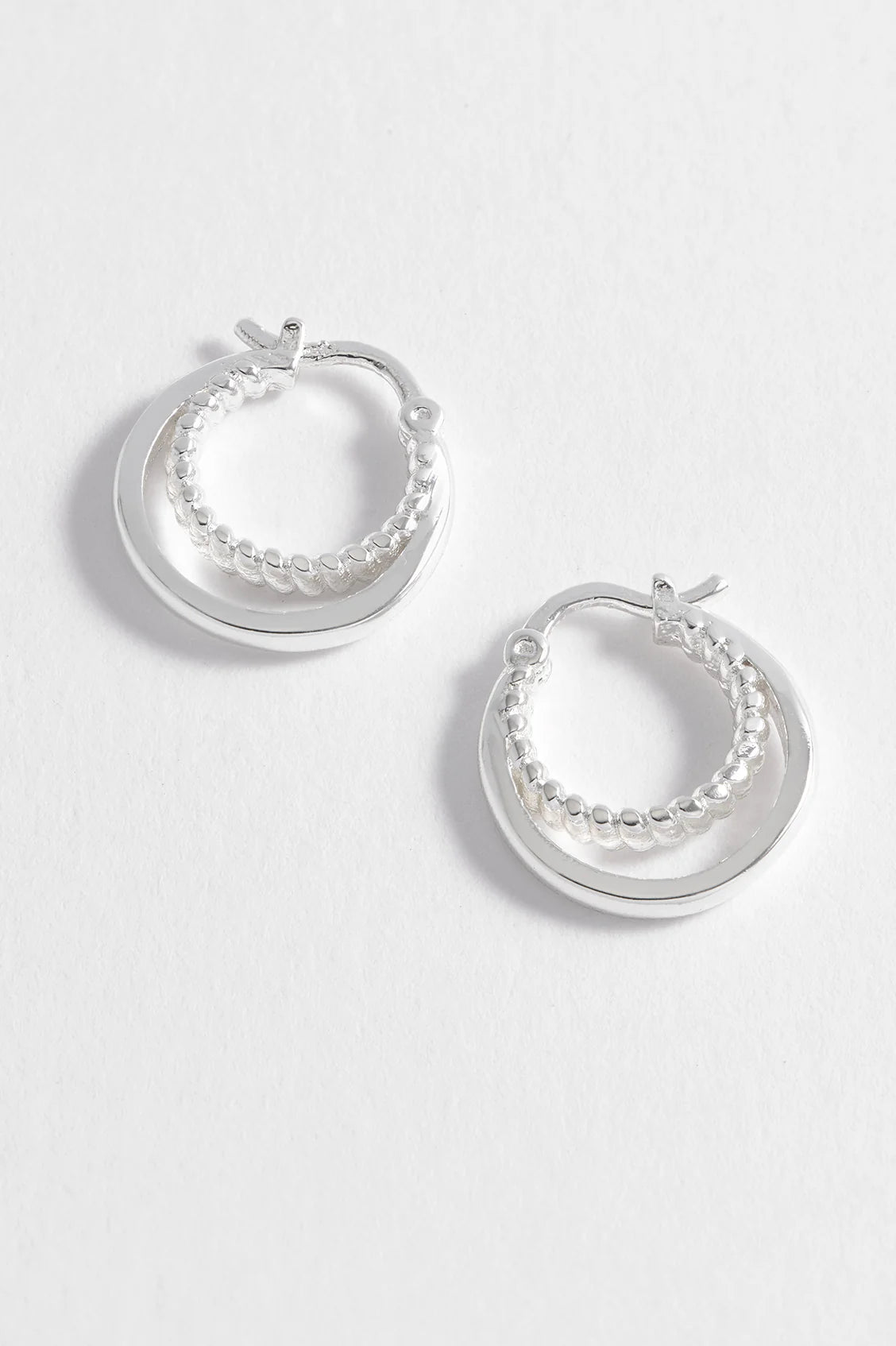 Double Twisted Silver Plated Hoop Earrings