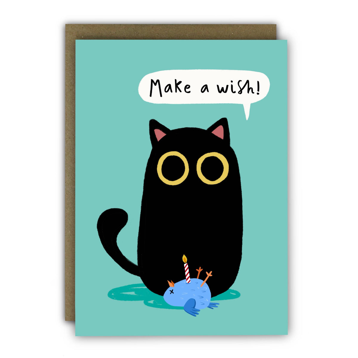 Funny Birthday Card - A6 - Make A Wish Sarcastic Cat Card: Naked