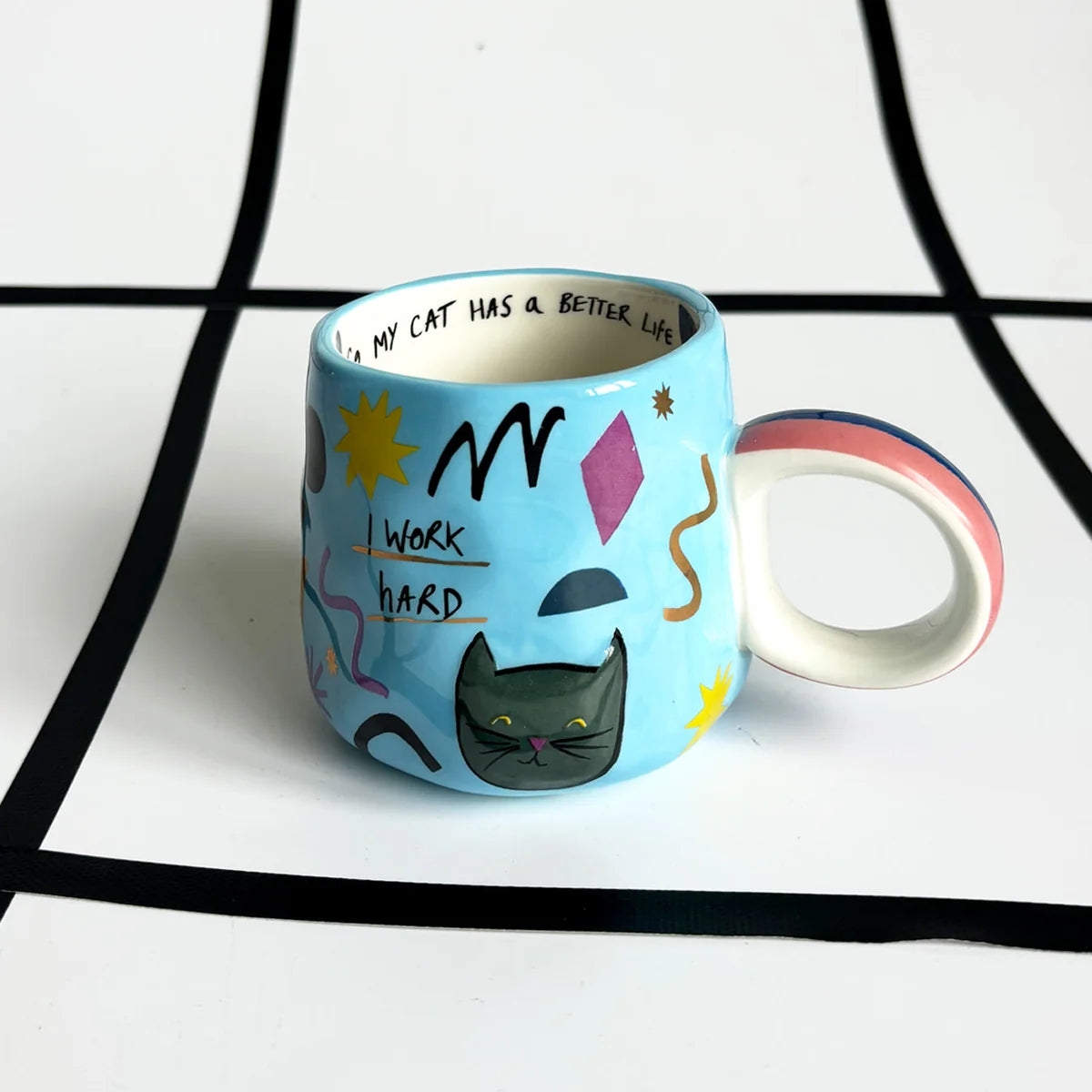 Small Talk ‘I Work Hard’ Cat Cup