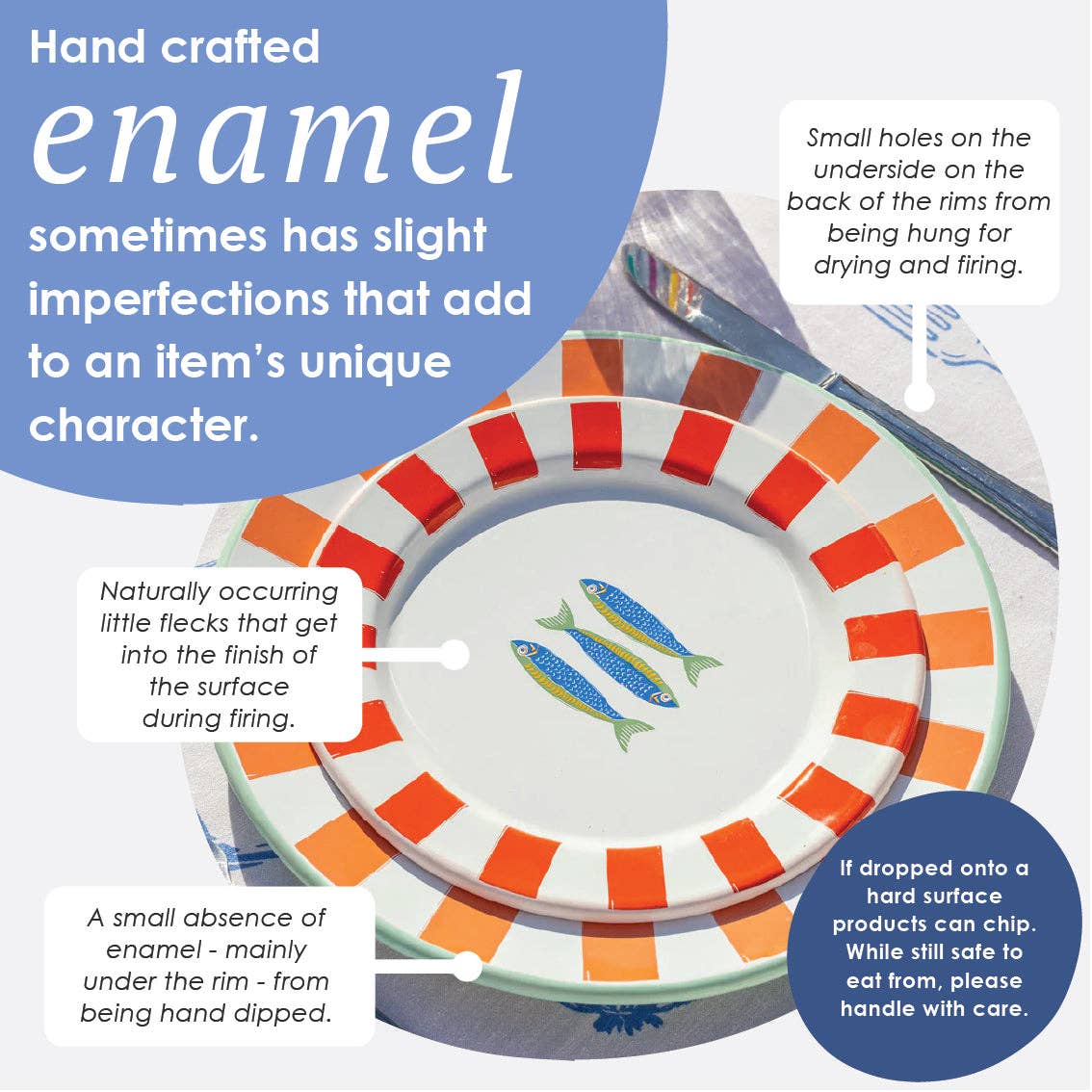Sardine Fish Enamel Plate - 25cm | Summer Plates |