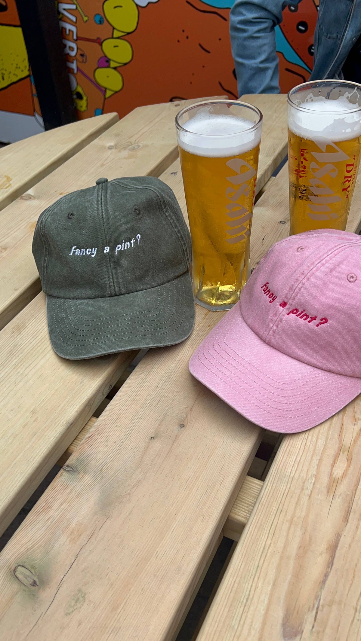Fancy a pint? Embroidered Vintage Cap: Vintage Black