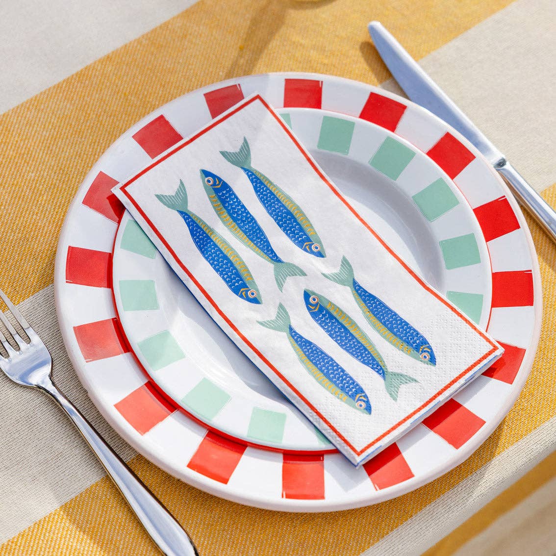 Fish Long Lunch Paper Napkins - 16 Pack | Everyday |