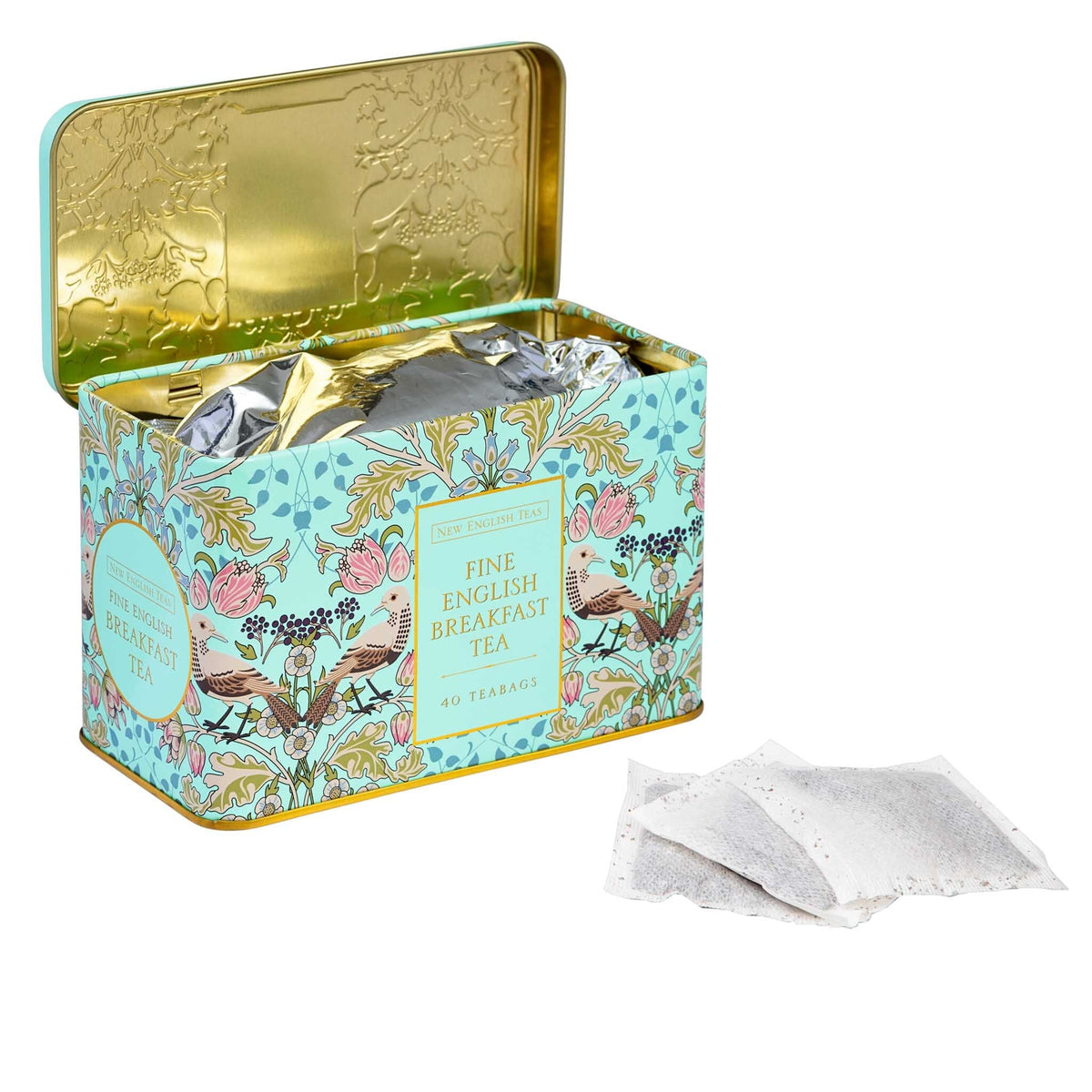 Song Thrush 40 Teabag Tin - English Breakfast - Mint Green