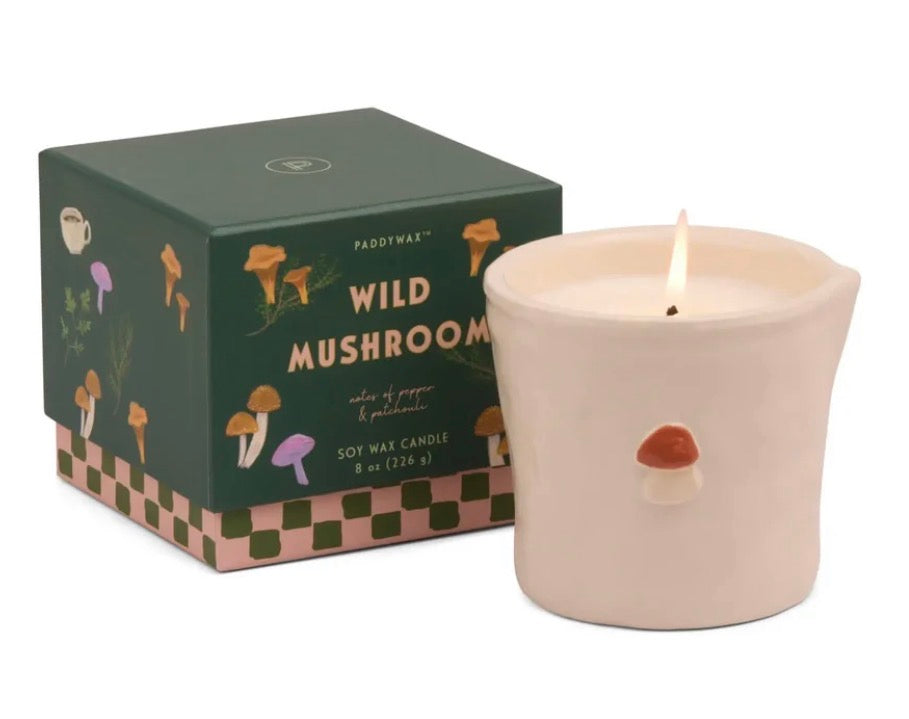 Bistro 8oz/226g Mushroom Embossed Ceramic Candle - Pepper & Patchouli