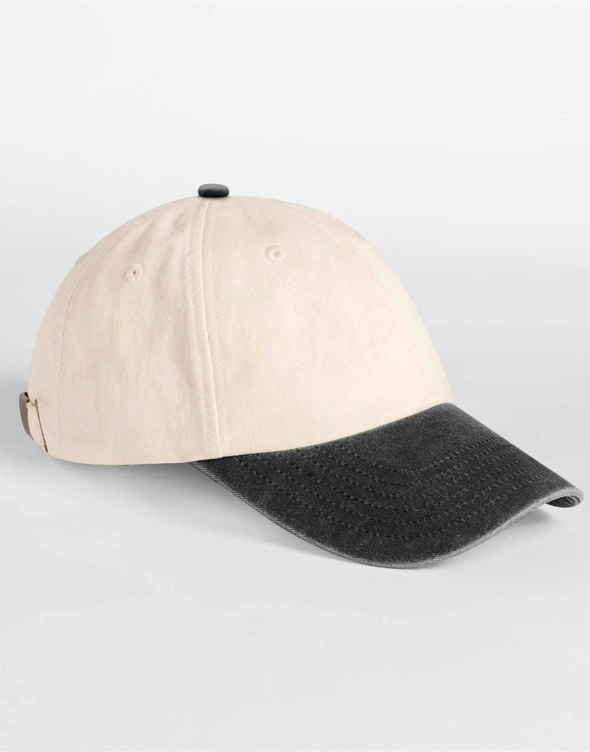 Beechfield Contrast Peak Vintage 6 Panel Dad Cap | Unisex | 100% Cotton | 8 Colours | One Size: Natural/Vintage Brown / One Size