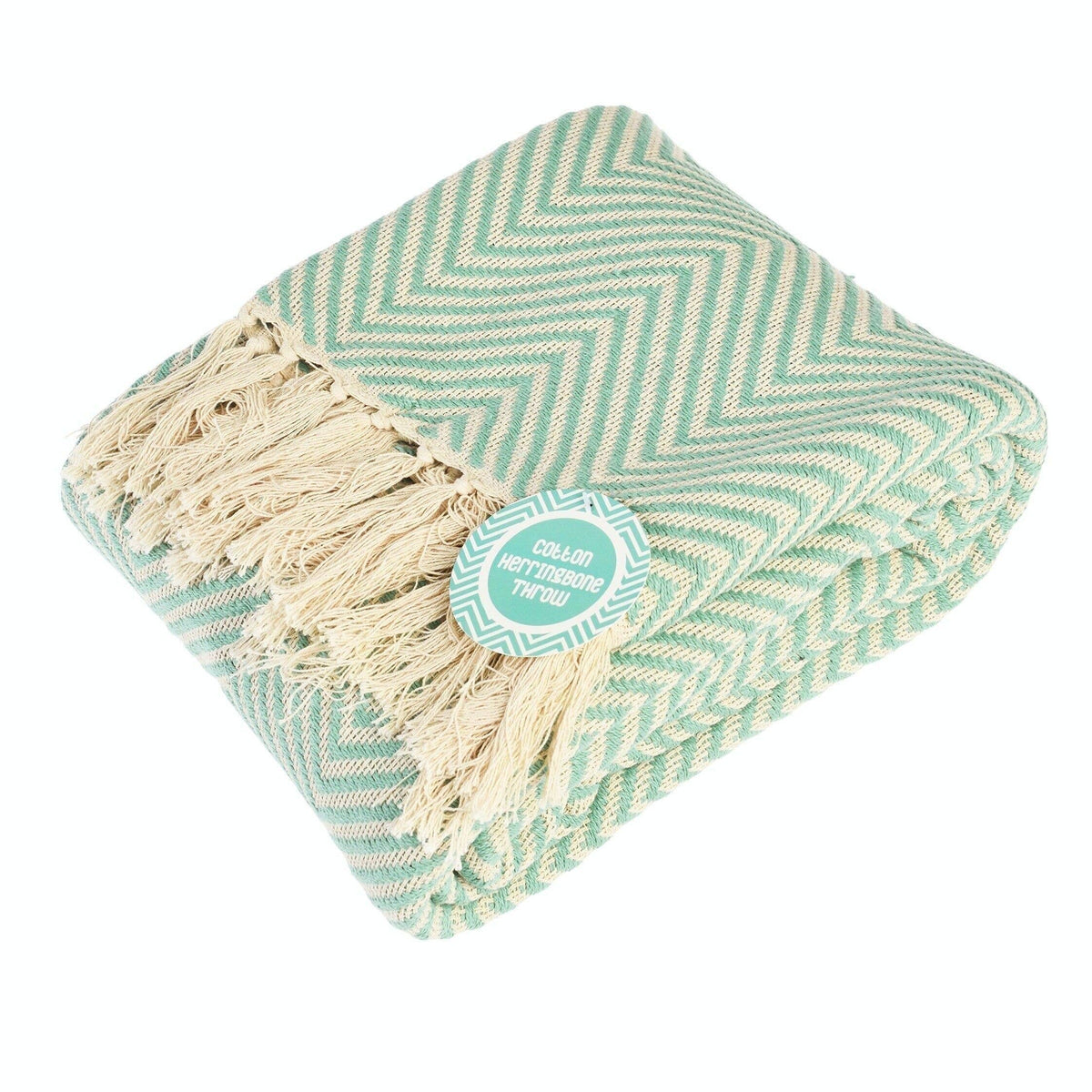 Large Herringbone Throw - Aqua