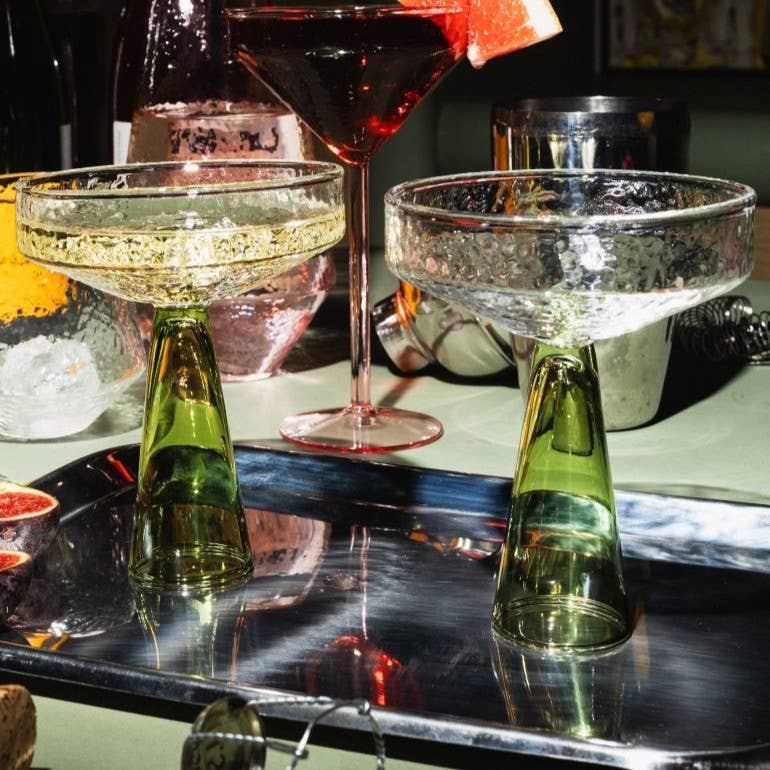 Coupe Claude, clear / green, set of 2